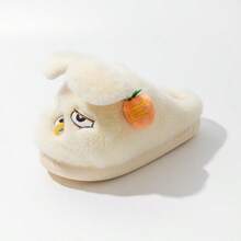 Small Rabbit Cartoon Pattern Plush Hooded Slippers, Cute Warm Lining, Soft And Comfortable, Suitable For Winter Indoor Home Slippers For Women - Apricot - View 8