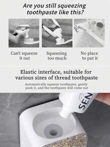 1pc Premium Shiny Rhinestone Toothpaste Squeezer Bathroom Toothpaste & Toothbrush Holder Wall-Mounted No-Drill Toothpaste Dispenser Creative Gift Makeup Brush Storage Box - Silver - View 7
