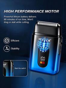 HIENA 男士家用理髮器與刮鬍機電動套裝，適用於造型、理髮、面部刮鬍，USB快速充電，LED顯示，5種顏色可選，附4個限位梳，初學者易上手，居家禮物、節日禮物、朋友禮物（購買2組理髮器套裝即贈手動刮鬍刀） - 黑藍 - 查看 8