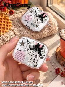 Kingsung Letter Light Ball Collage Pattern Headphone Case Transparent Soft TPU Wireless Headphone Case Compatible With AirPods 3/4/Pro/Pro2/Pro3, Transparent Design, Tight, INS Sweet, Bohemian Style, American Retro Style, Suitable For Sisters, Girlfriends, Classmates, Colleagues, Mothers, Is The Ideal Choice - Multicolor - View 2
