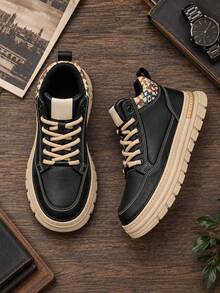Men High-Top Leather Riding Boots - Black - View 2