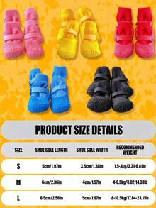 4pcs Waterproof Dog Shoes, Anti-Slip Paw Protection Boots, Soft Sole, Washable And Reusable, Suitable For Small Dogs And Puppies, Rainy, Snowy And Hot Surfaces - Multicolor - View 10