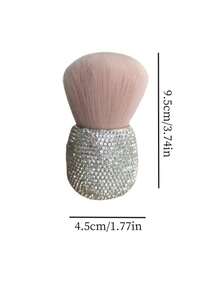 1pc Premium Sparkling Rhinestone-Decorated Blush Brush, Soft Fluffy Powder Brush, Portable Multi-Function Makeup Brush For Powder, Creative Makeup Gift - Silver - View 4