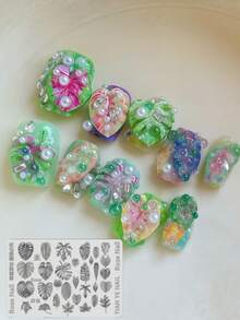 Tropical Flamingo & Monstera Leaf Shaped High Transparency Embossed 3D Nail Art Silicone Mold - Clear - View 10