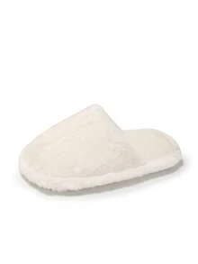 Fuzzy Plush Closed-Toe Flat Slip-On House Slippers Fashion Women's Shoes - White - View 4