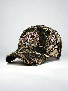 1PC Neutral Camouflage Baseball Cap, A 3D Cross And Gothic Letter Embroidery Dad Cap, With Adjustable Design, Suitable For Mountain Climbing, Street, Outdoor And Sun Protection Hats. - Multi-color - View 12