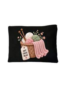 Storage Bag Printed With Wool, Scissors And Knitting Rods,For Store Sewing Tools, Cosmetics And Small Personal Items,For Both Handcraft Enthusiasts,Must-Have Toiletry Bag And Is Suitable For Both Women And Men,Suitable For Commuting - Multicolor - View 13