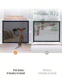 1pc Black Portable Pet Dog Mesh Gate, Dog Fence Net, Cat Dog Protective ...