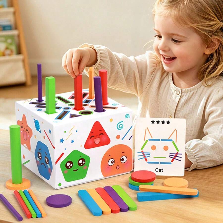 Montessori Early Education Color Sorting Busy Box, Educational Shape Matching Toy For Baby Color Recognition And Focus Training, Learning Toy - Multicolor - View 1