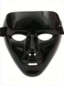 1pc Neutral Black Mysterious Character Mask, Suitable For Daily Wear, Festivals, Performances, Back To School Costumes And Halloween - Black - View 3