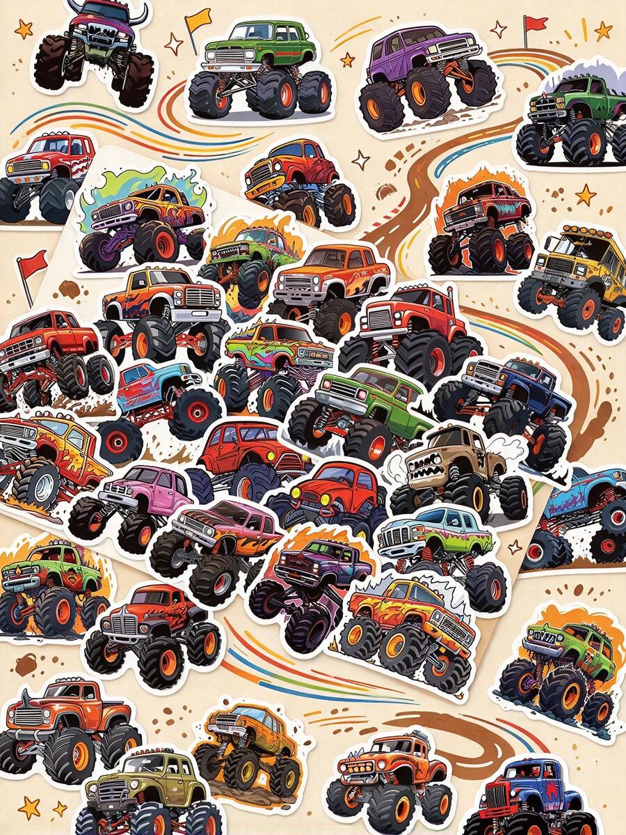50pcs Monster Truck Stickers Waterproof Stickers Suitable For Water ...