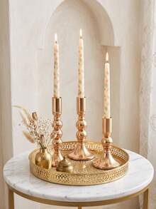 Minimalist Chic Exquisite Iron Candle Holder – Simple Textured Candle Stand, Fits Various Pillar Candle Sizes, Perfect For Home Decor, Room Decor, Party & Holiday Decor, Office Styling, Living Room Accessory, Also Ideal As Wedding & New Year Gift - Elegant and Stylish - View 2