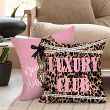2pcs/Set Leopard Print Pink Decorative Pillow Covers, Inspirational Cheetah Pattern, "Dream Big, Work Hard" Text Print, 45x45cm Single-Sided Printed Cushion Covers, Suitable For Porch Outdoor Home Decor, Modern Sweet Cool Style, Girls Room Sofa Pillow Covers, Pillow Inserts Not Included - Multicolor - View 6