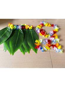 1件/4件/5件 綠色草裙夏威夷服裝，適合海灘夏季派對，中性款，熱帶風格，適合成人與男士/女士，夏季慶典與戶外活動理想之選，亦適合萬聖節 - 布藝樹葉裙 - 查看 9