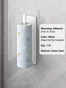 1pc Wall Mounted Paper Towel Holder, Adhesive Under Cabinet Roll Dispenser, Matte Black Kitchen Organizer Rack Space Saver - Multiple Styles and Colors - View 15