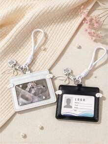 Cute Angel Wings PU Card Holder With Wrist Lanyard & Heart Charm,Photocard Holder Keychain,Student Campus Card Work Id Protector Wallet - Multicolor - View 3