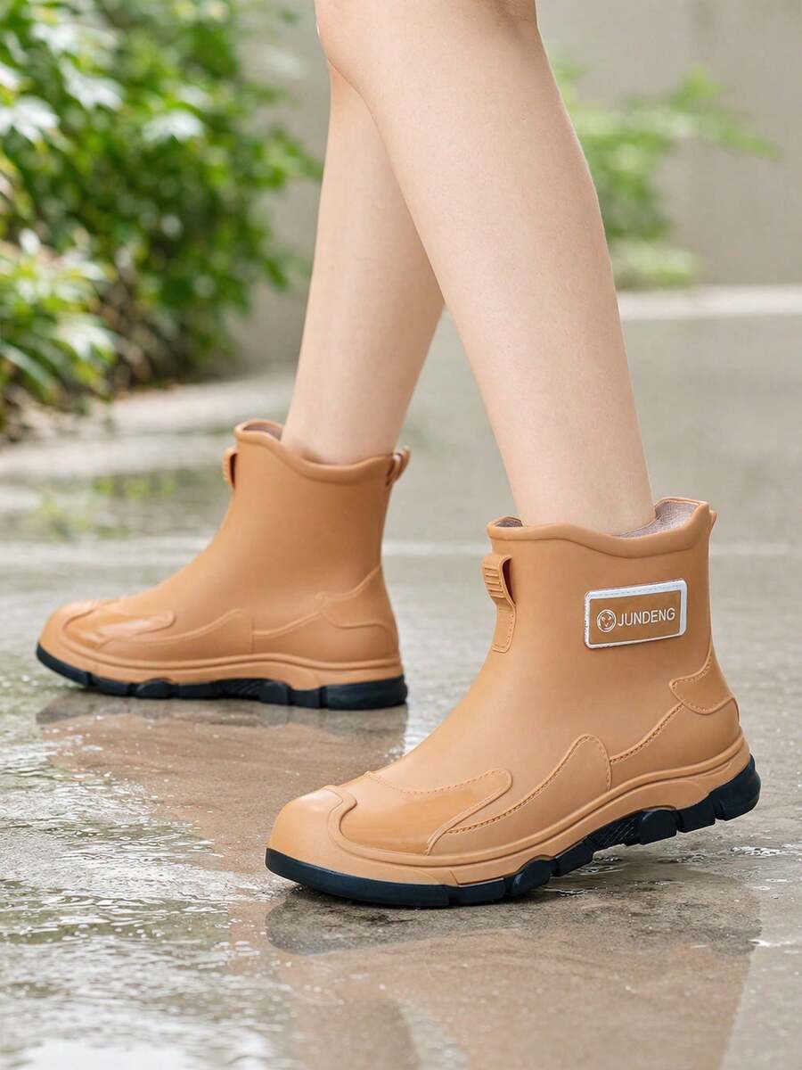 Botas de hombre con caña de 15 cm y suela gruesa, botas para mujer, botas para lluvia mujer, impermeables, antideslizantes y resistentes al desgaste, botas de mujer sin cordones - Caqui - Ver 1