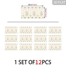6/12/24/48Pcs Optional Cream Floral Tile Stickers, Self-Adhesive Peel Stick Wall Decals 11x5.5in, Residue Free Easy Install, For Home Kitchen Backsplash Wall Decor - B - View 13