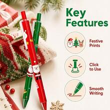 Christmas Clickable Gel Pen Set (Random Clickable Gel Pen + Refill) Smooth Writing, Replaceable Refill, Note-Taking, Planner Marking, Daily Recording, Office Supplies, Christmas Holiday Gift, Back To School Gift, Professional Stationery Use. - A - View 4