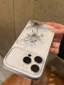 1pc Transparent Minimalist Lily Flower Pattern Personalized Soft TPU Phone Case, Full Coverage Anti-Drop Anti-Stain Protective Shell, Compatible With Apple 18 Pro Max 18 Pro 18/17/16/15/14/13/12/11 Pro Max/Air And Other Models, Instant Transformation To 18 Pro Max Phone Case, Fashionable New Shockproof Anti-Drop Phone Case - Clear - View 3