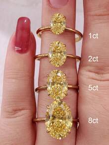 1ct/2ct/5ct 閃耀橢圓形訂婚戒指/結婚戒指，女款承諾戒指/永恆戒指，精緻珠寶禮物 - 金色 - 查看 5