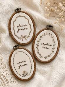 Custom Name Flower Embroidered Ornament, Nursery Wall Art, Floral Embroidery Gift - Multicolor - View 5