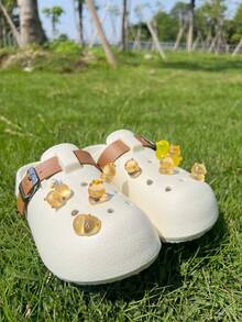 8pcs Cute Jellyfish & Capybara Shoe Charms, Japanese Style DIY Clog Shoe Buckle Set, Birthday Party Favors And Gifts, Suitable For Dates And Parties - Yellow - View 9