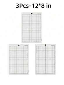 3 Packs Cutting Machine Mat, 12-Inch Measuring Grid Replacement Mat, Translucent PP Material, With Clear Film, Suitable For Silhouette Cameo Plotter - Multiple Styles - View 3