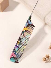 Sisir Ekor Pin Logam Motif Kupu-kupu Warna-warni, Sisir Ekor Tikus Presisi untuk Membagi Rambut, Sisir Penata Rambut Anti-Statis untuk Mengepang dan Menyorot, Hadiah Natal untuk Penata Rambut Wanita, Salon, dan Penata Rambut Rumahan - MultiWarna - View 4