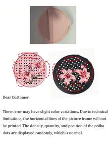Polka Dot Red Flower Folding Mirror, Leather Version, Portable Travel Use, High-End Style, Suitable For Desktop Display, Mini Size, Compact Makeup Mirror - Multicolor - View 10