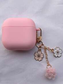 Cute Pink Earphone Case Compatible Compatible With Airpods 5/4/2/3 Pro2/Pro3 Soft Protective Cover With Sakura Flower Plush Pom‑Pom Keychain, Shockproof Earbuds Shell Accessories For Girls Women - Baby Pink - View 11