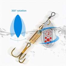 10PCS Inline Spinner Fishing Lures Kit With Storage Box, Gold And Silver Metal Spinner Baits With Treble Hooks, Rotating Blade Fishing Lures For Trout Bass Perch Salmon, Freshwater Fishing Tackle - Yellow - View 8