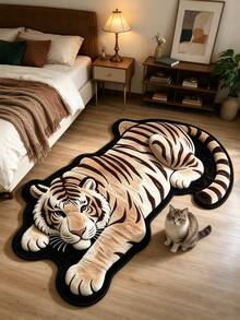 1pc Light Brown Tiger Shaped Floor Mat, Decorative Carpet, Floor Mat, Carpet, Living Room Carpet, Bedroom Carpet, Universal Carpet - Multicolor 5 - View 11
