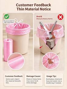 400/200/100/50pcs Pink Drawstring Trash Bags - Rose Scented Thick Leak-Proof Garbage Bags, 4-5 Gallon Small Capacity, Durable And Sturdy, Suitable For Bathroom, Kitchen And Daily Home Use - Multicolor - View 11