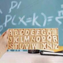 130pcs Wooden Alphabet Set With Wooden Storage Tray, Blank Wooden Alphabet, Letter Learning Gift, Home Decor, Valentine's Day Gift, Birthday Gift, Graduation Gift (Upgraded Thickened) - 130 Pcs - View 4