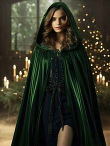Witch Cloak, Velvet Cloak (With Hat), Suitable For Vampire Role-Playing Accessories, Unisex, Suitable For Masquerade Parties And Halloween Events - Multicolor - View 17