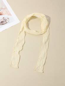 1pc Women's Solid Color Thin Crinkled Narrow Long Scarf, Fashion Versatile Decorative Ribbon For Spring, Summer, Autumn - Multicolor - View 8