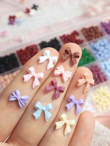 24pcs Resin Bow Nail Art Decoration Set Mixed Long & Short Ribbon Bows DIY Holiday Nail Supplies Accessories - Multicolor - View 4