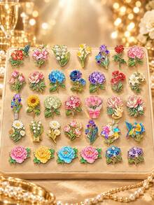 20pcs Random Style Vintage Floral Fairy Brooches, Multiple Flower Bird Animal Brooches, Coat Canvas Bag Accessories Commemorative Gifts - 20 Pcs Random Styles - View 5