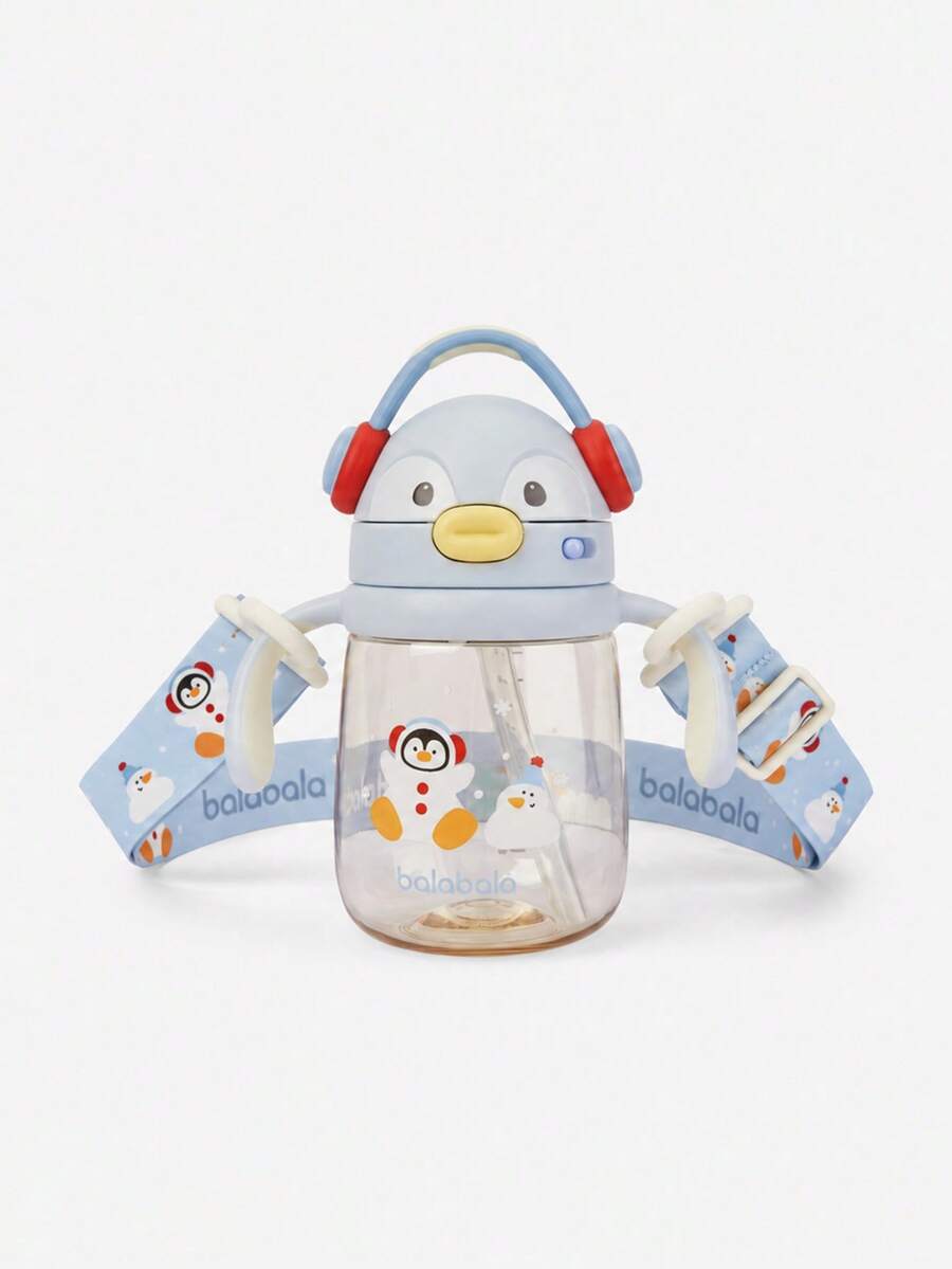 Balabala Children's Training Cup Cute Penguin Water Cup Portable Straw Drinking Cup Suitable For Toddlers - Ice Blue - View 1