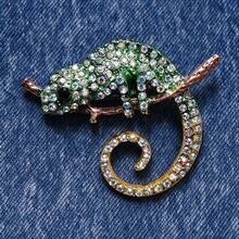 1PC Retro Chameleon Design Brooch, Inlaid Rhinestone Alloy Lapel Pin, Stylish Women Clothing Accessory For Daily Outfit - Multicolor - View 3