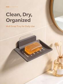 Wall-Mounted Hanging Soap Holder With Drainage, Adhesive Soap Dish Rack, No-Drill Wall-Mounted Soap Box - Multicolor - View 5