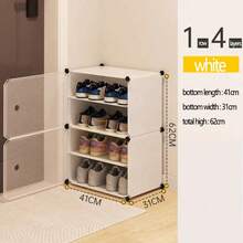 1pc White DIY Modular Shoe Rack With Translucent Doors, Stackable Multi-Layer Shoe Storage Organizer, Dust-Proof Floor-Standing Shoe Shelf, Space-Saving Easy Assembly Sturdy Shoe Cabinet, Suitable For Entryway, Hallway, Home, Bedroom, Dorm - Multicolor - View 10