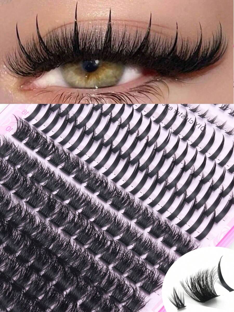 232PCSDIY Eyelash Cluster, A Combination Of Upper Eyelashes, Lower Eyelashes, And Spikes, Suitable For Various Makeup Styles, High Cost Performance, Suitable For Beginners, Suitable For Daily, Party, And Other Occasions, Eyelashes, False Eyelashes - D - View 1