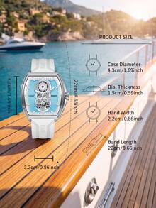 1pc Men's Automatic Mechanical Watch, Hollow Skeleton Dial, Rubber Strap, Business Casual Wristwatch, 2 Color Options FW-6029 - one-size - View 7