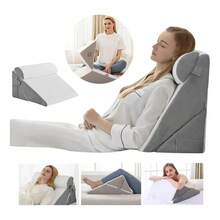 Almohada Antirreflujo de Cuña Grande Ajustable  Respaldo Ergonómico para Dormir, Leer y Descansar - Gris - Ver 2
