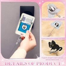 1 Set Cute Reading Cat ID Badge Clip, Retractable Badge Reel With ID Card Holder, Medical Staff Name Tag Holder, Acrylic Easy-Pull Badge Holder, ID Card Protector Sleeve, Suitable For Healthcare Workers, Interns, Teachers, Social Workers, Holiday Gift - Cute Style - View 5