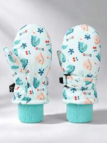 1雙幼兒冬季手套，抓絨內裡雪地手套，可調節袖口，保暖手套，適合戶外滑雪與雪地玩耍，男女通用 - 1Pair - 查看 23