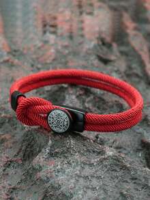 1pc 4mm Double Layer Braided Rope Bracelet For Men, St. Benedict Easy Hook Knotted Wristband, Religious Faith Jewelry Gift - 4mm Double-layer Bracelet - View 7