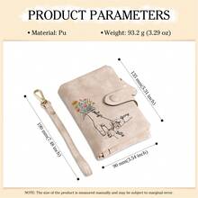1pc Personalized Women's Leather Short Wallet, Pink Card Holder Coin Purse, Christmas Gift For Mom, Christmas Gift, Gift For Her, Customizable Family Name, Bridesmaid Gift, Customizable Family Name, RFID Blocking, - Mocha Brown - View 3